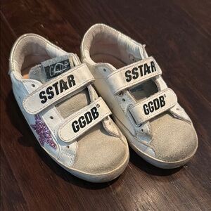 Golden Goose Kids White Sneakers with Pink Glitter Star